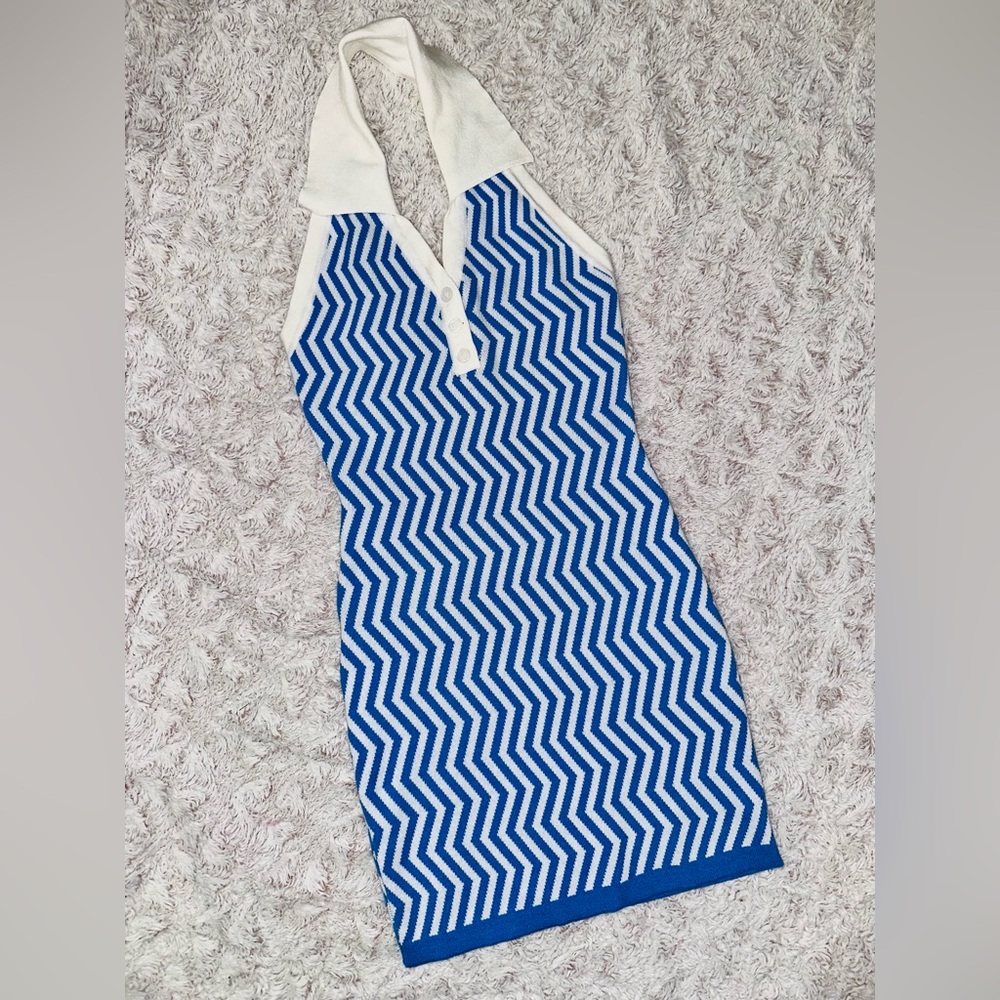 Blue and White Chevron Dress